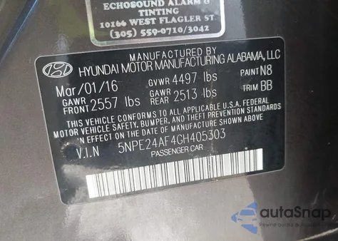 2016 Hyundai Sonata z USA, uszkodzony, nr VIN 5NPE24AF4GH405303